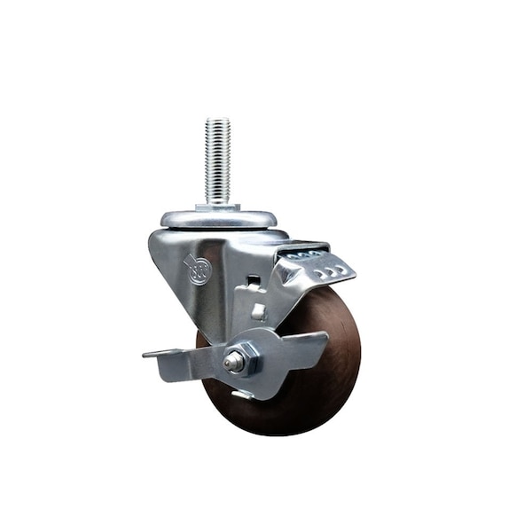 3 Inch High Temp Glass Filled Nylon 34 Inch Threaded Stem Caster with Brake